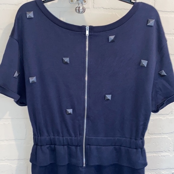 Marc Jacobs dress navy cotton ruffled waist cuffed‎ sleeve small embellished - Picture 8 of 10